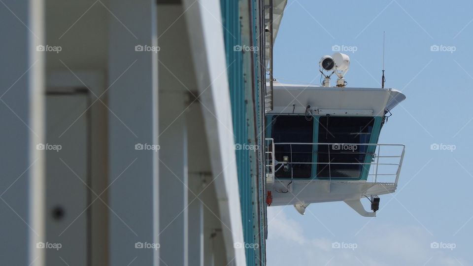 Cruise ship captain's bridge