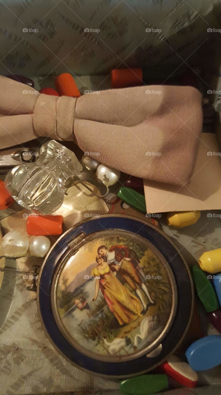 vintage beads and tin