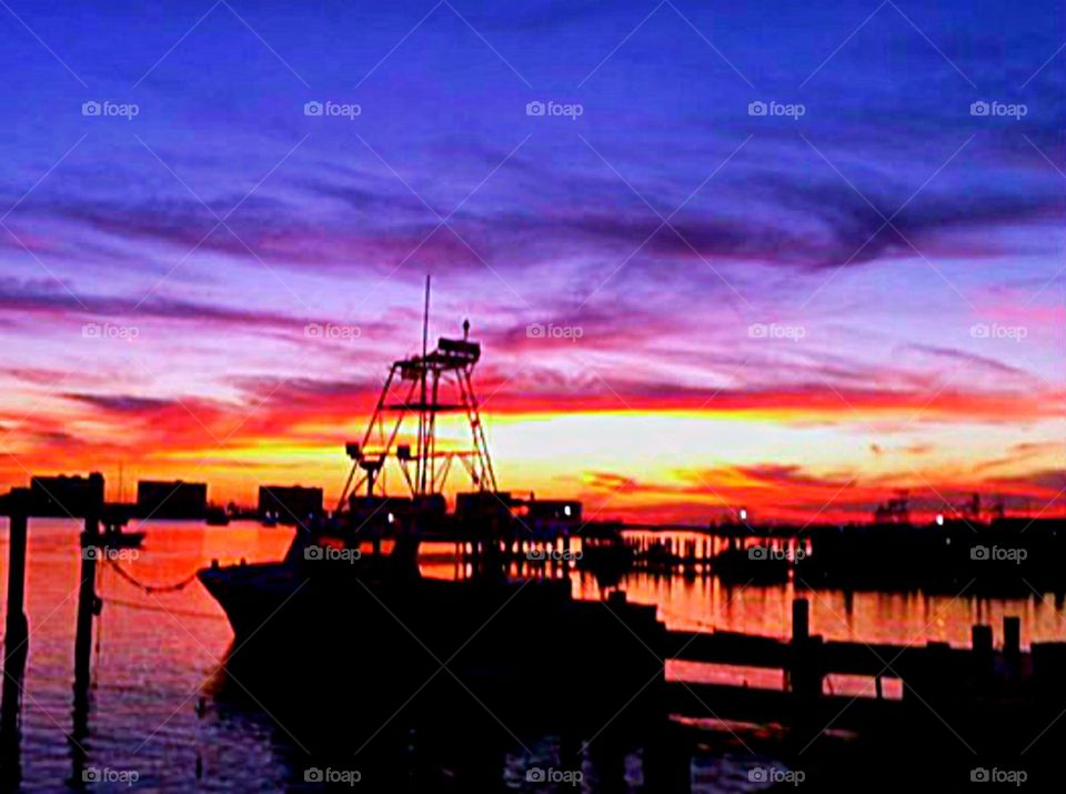 Majestic bay. A colorful sunset over the bayou