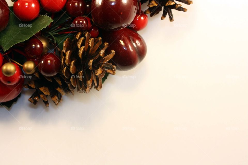 Detail of a beautiful winter holidays decoration wreath