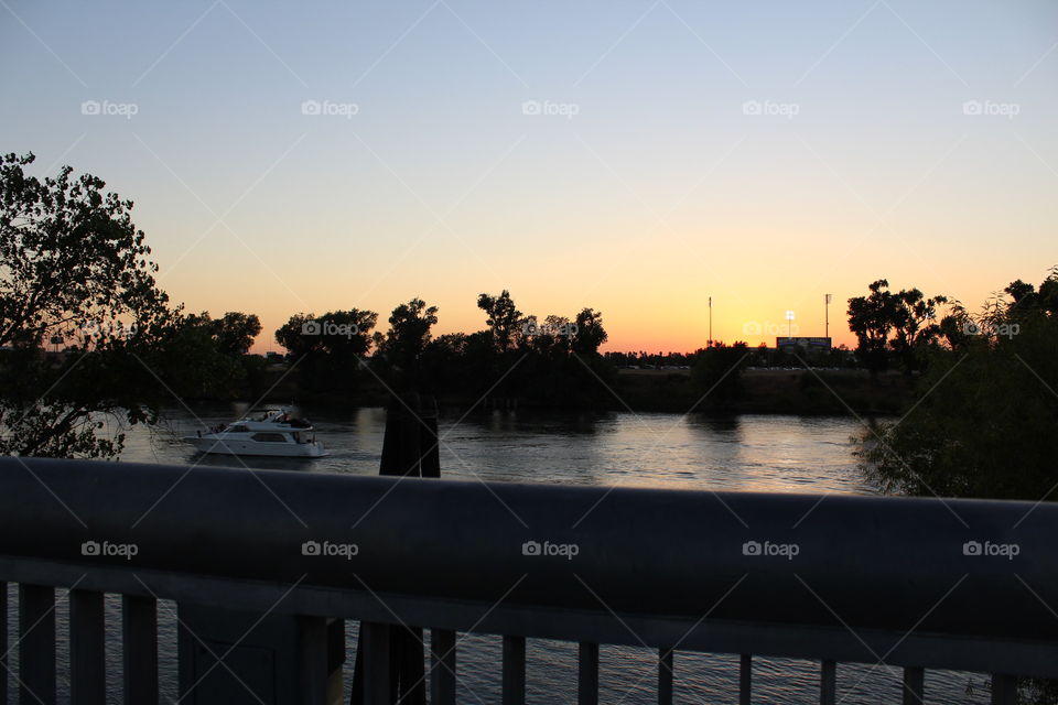 river boat sunset