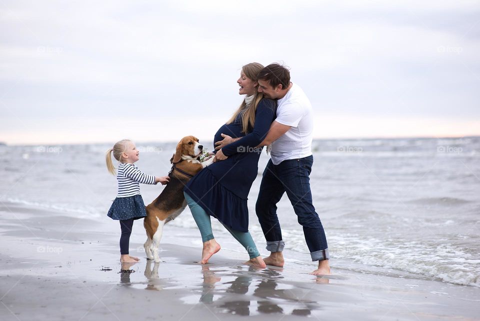 Happy family on the beach