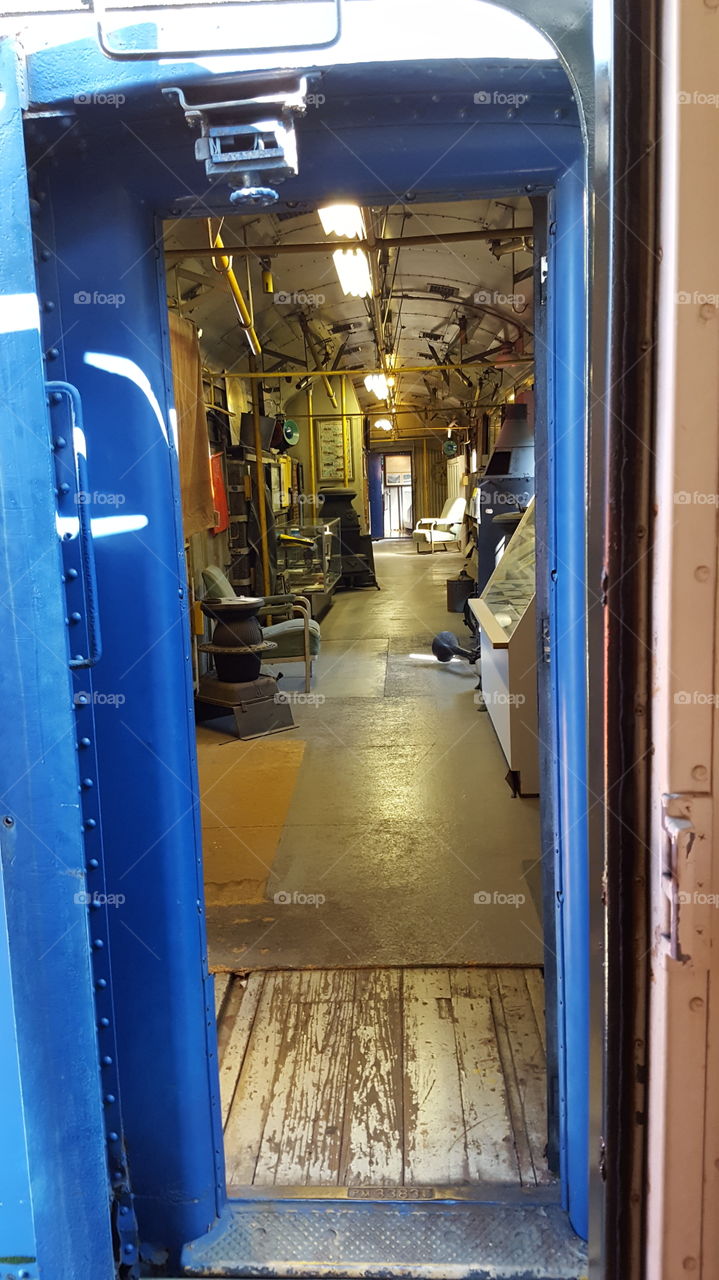 Looking in train car