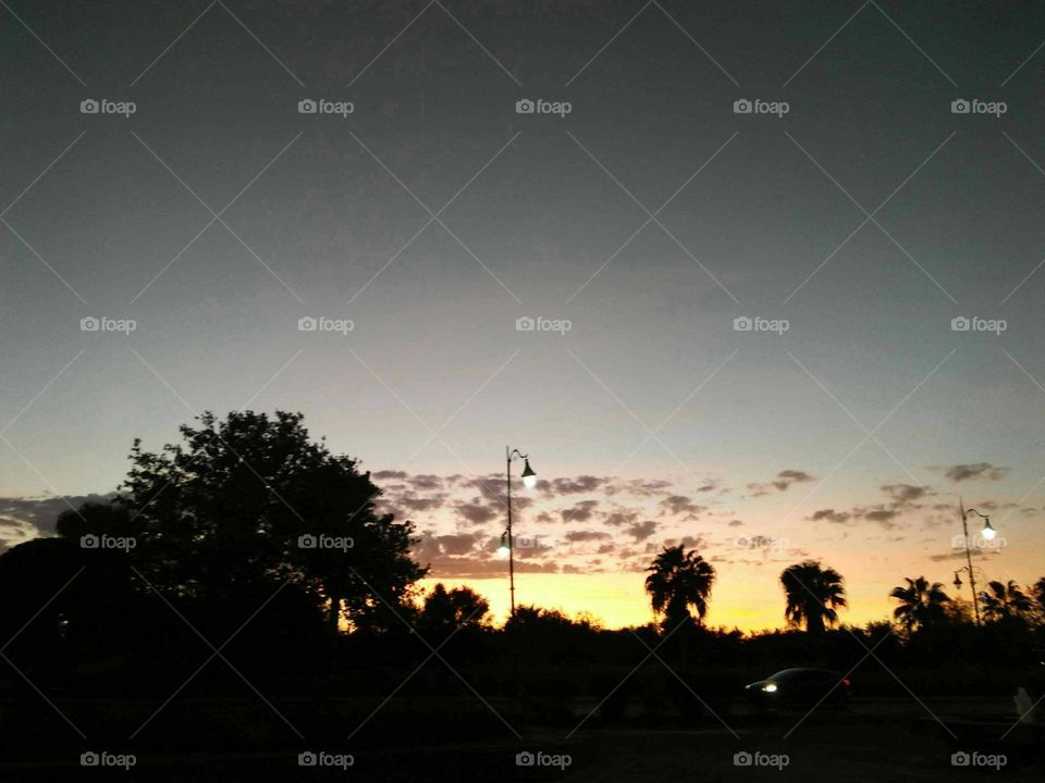 Beautiful sunset at marrakech city in Morocco