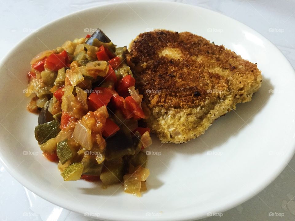 Croquette fish with ratatouille