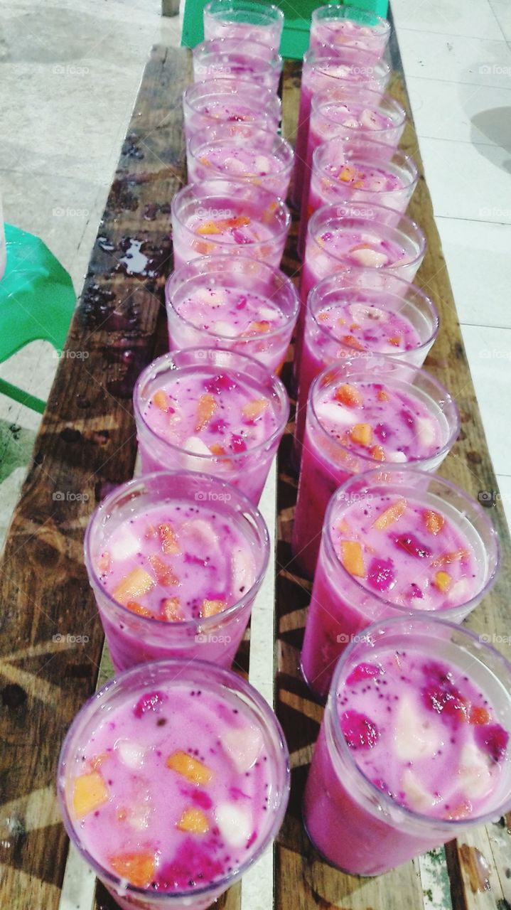 A row of fruit ice drinks