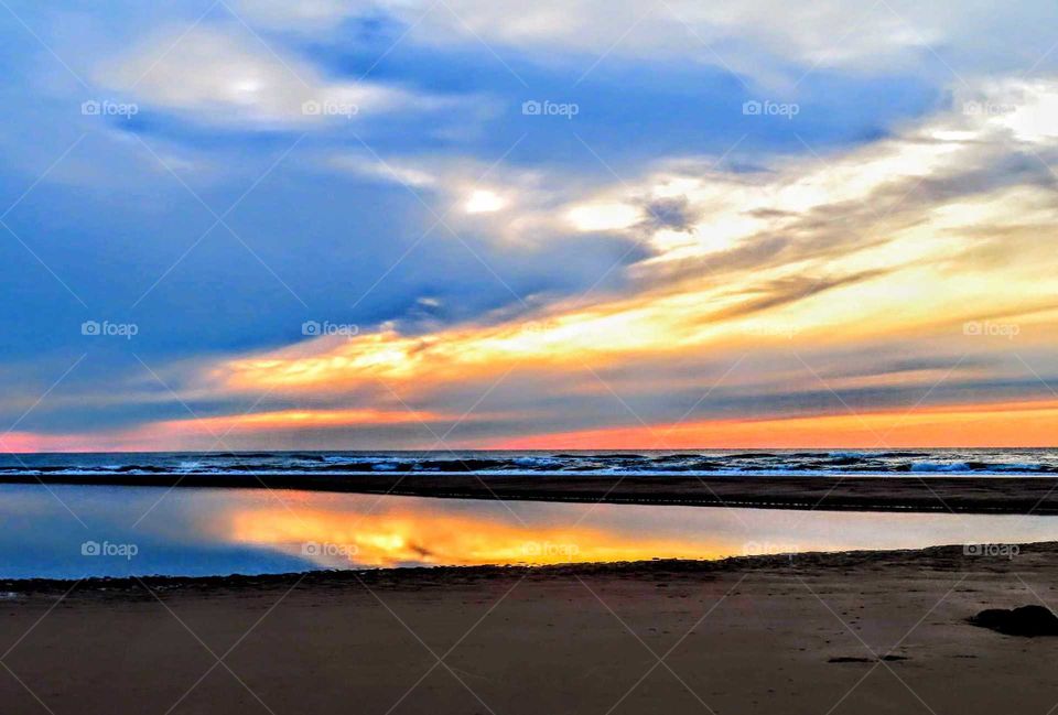 Beautiful Glassy Reflection of Swooping Sunset "Mirror Mirror in The Sand, You Are"