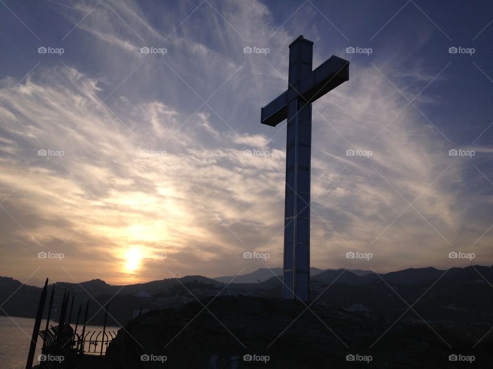 Cross at sunset.
