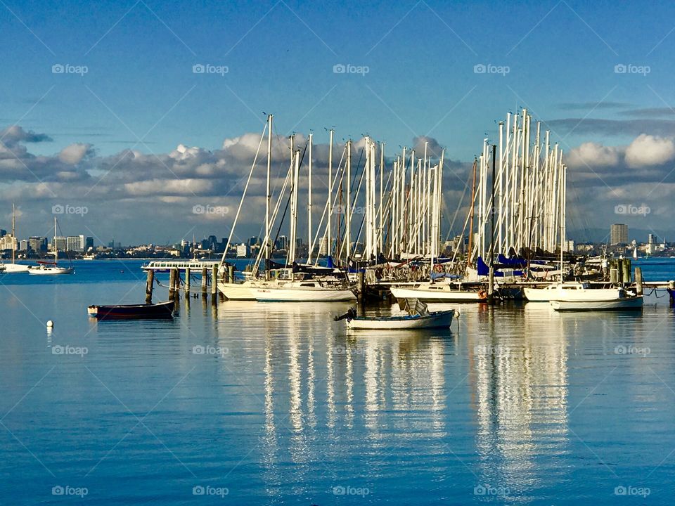 The Beautiful reflections of the Yachts moored at Williamstown Victoria Australia 