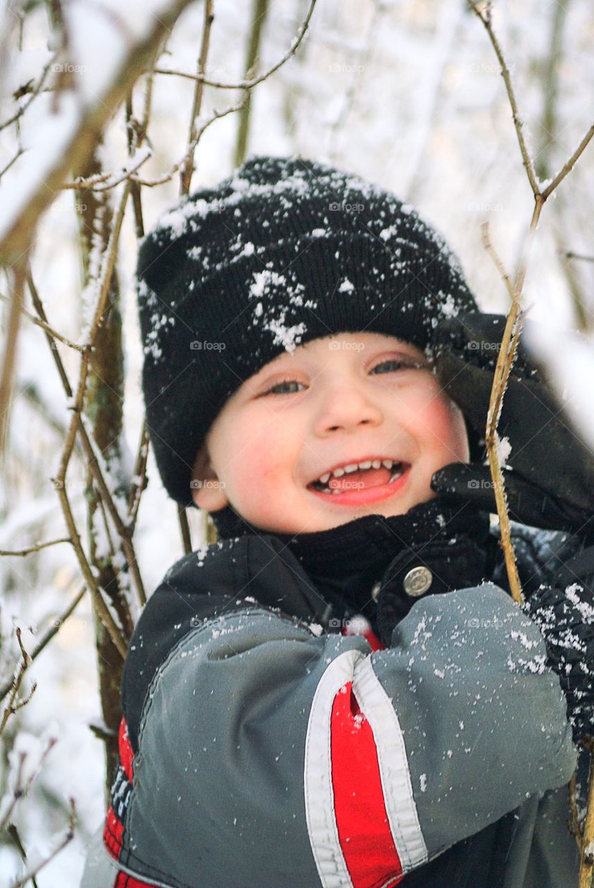 Portrait of child in winter