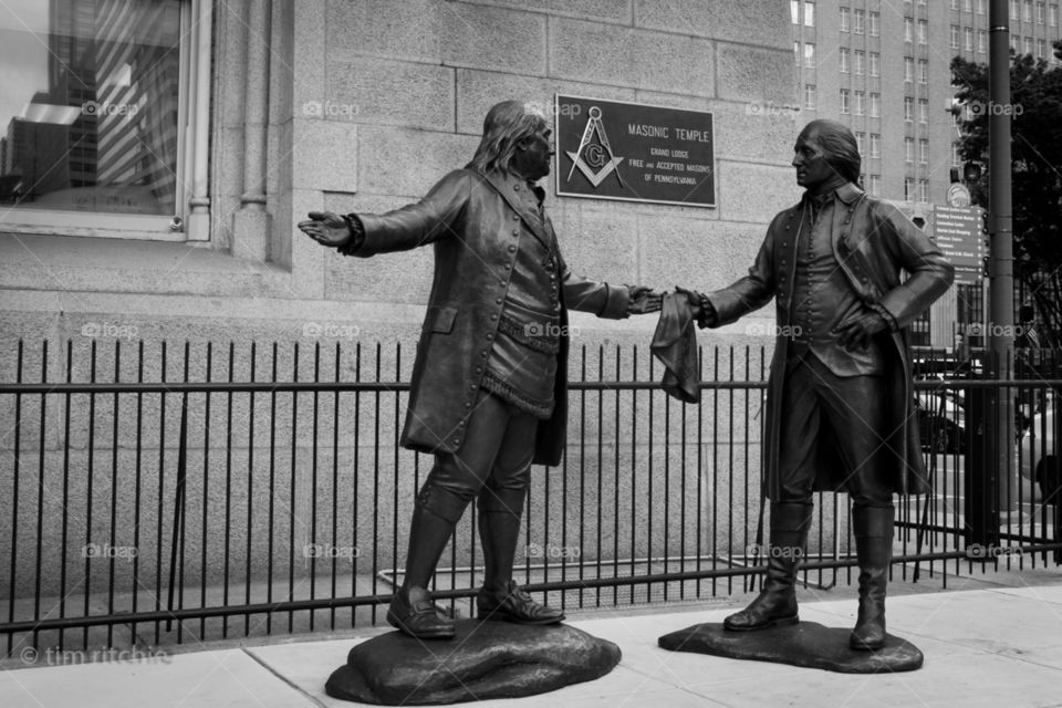 Two free masons greet each other on a corner in Philadelphia, USA. One says, “you look statuesque today”’ the other replies “really, I feel like it’s any other day”
