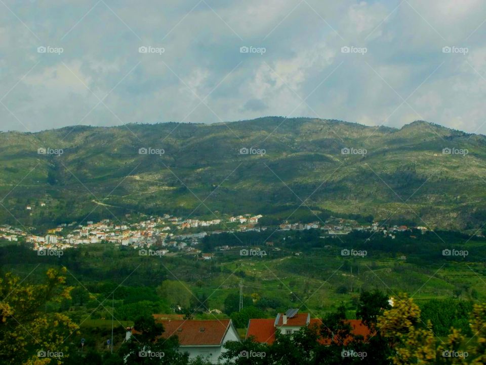 Hills mountains houses village