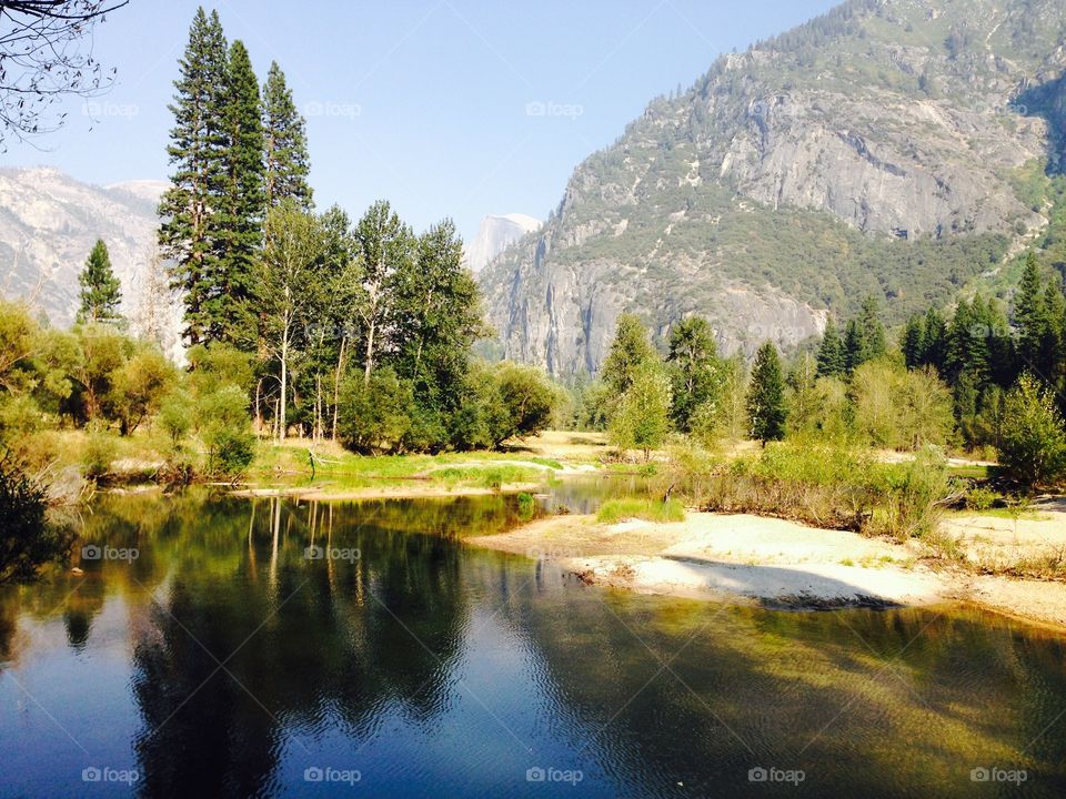 Scenic view of mountains and lake