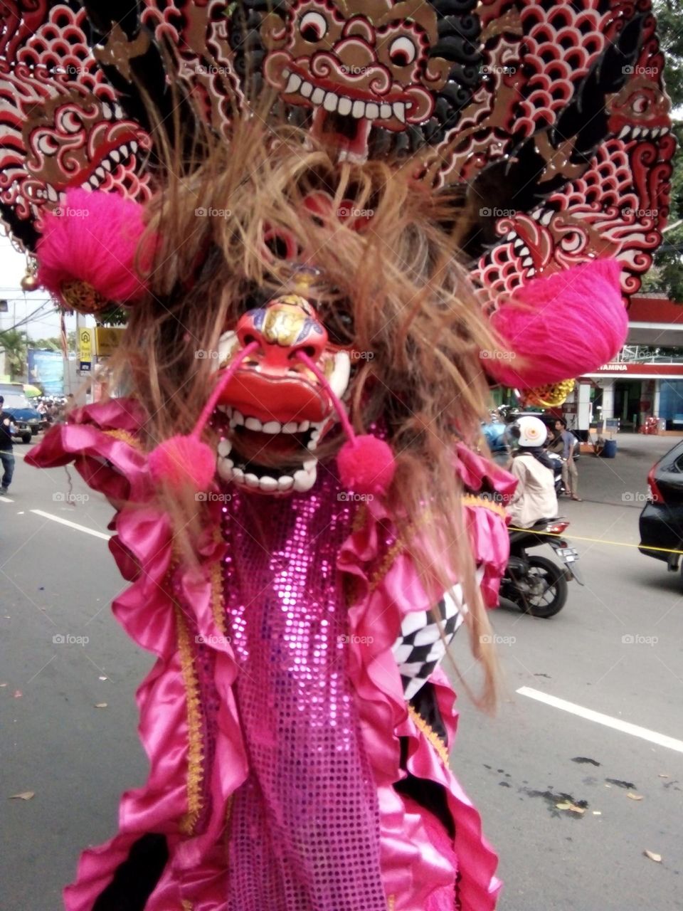 Cultural carnival with traditional costumes called samboyo in East Java Indonesia