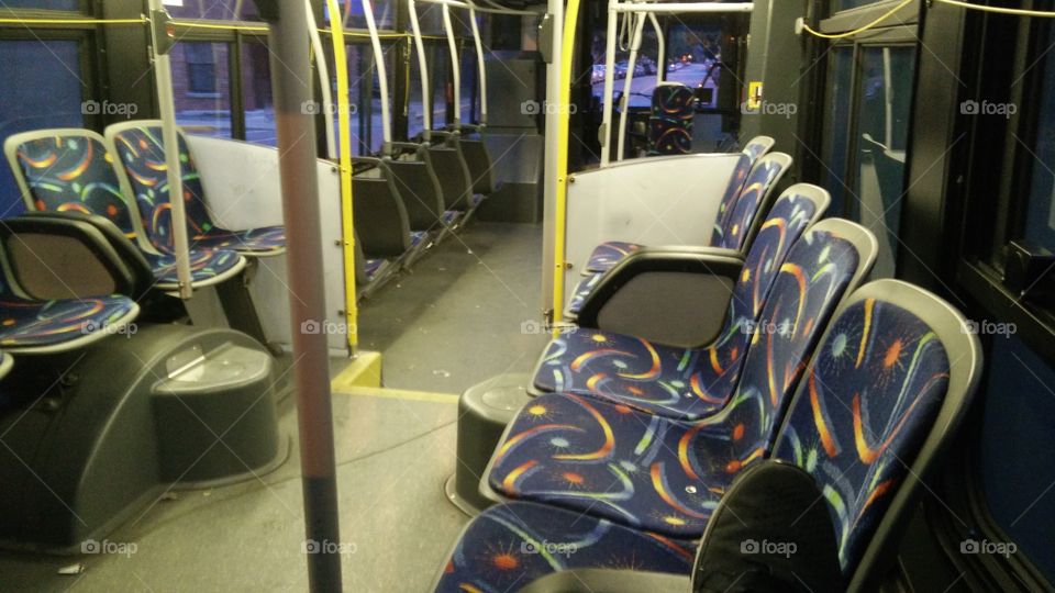 alone in the bus around 7am in the morning