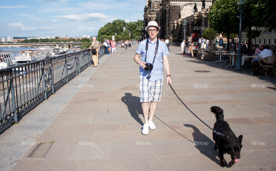 Man walking dog