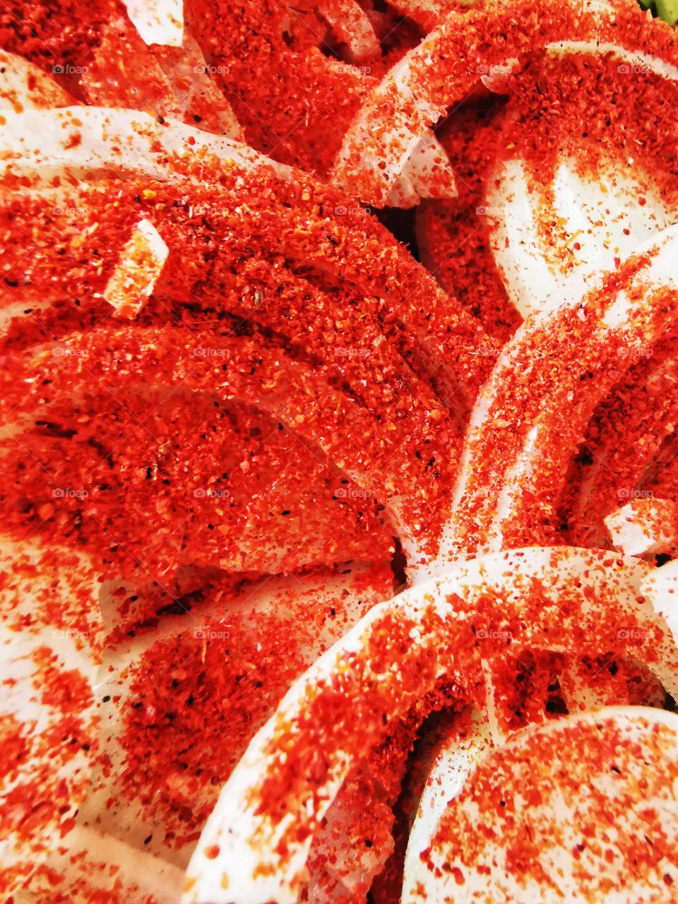 Flatlay red yummy served table day part spicy Peppers onion