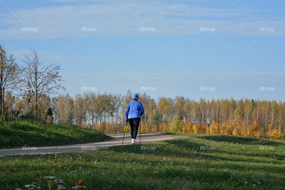 morning walking person autumn beautiful landscape sports lifestyle