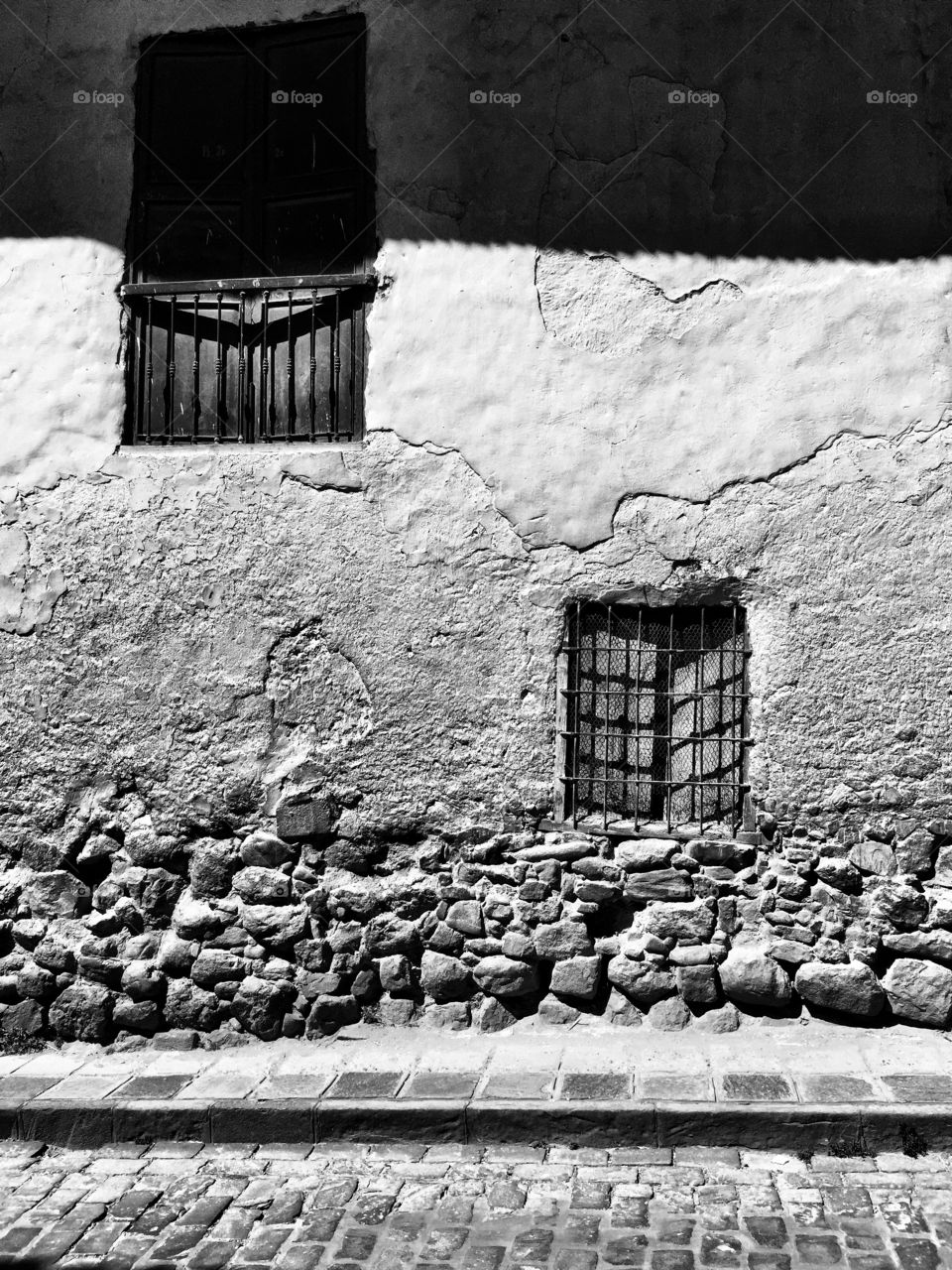 Rock wall with the window