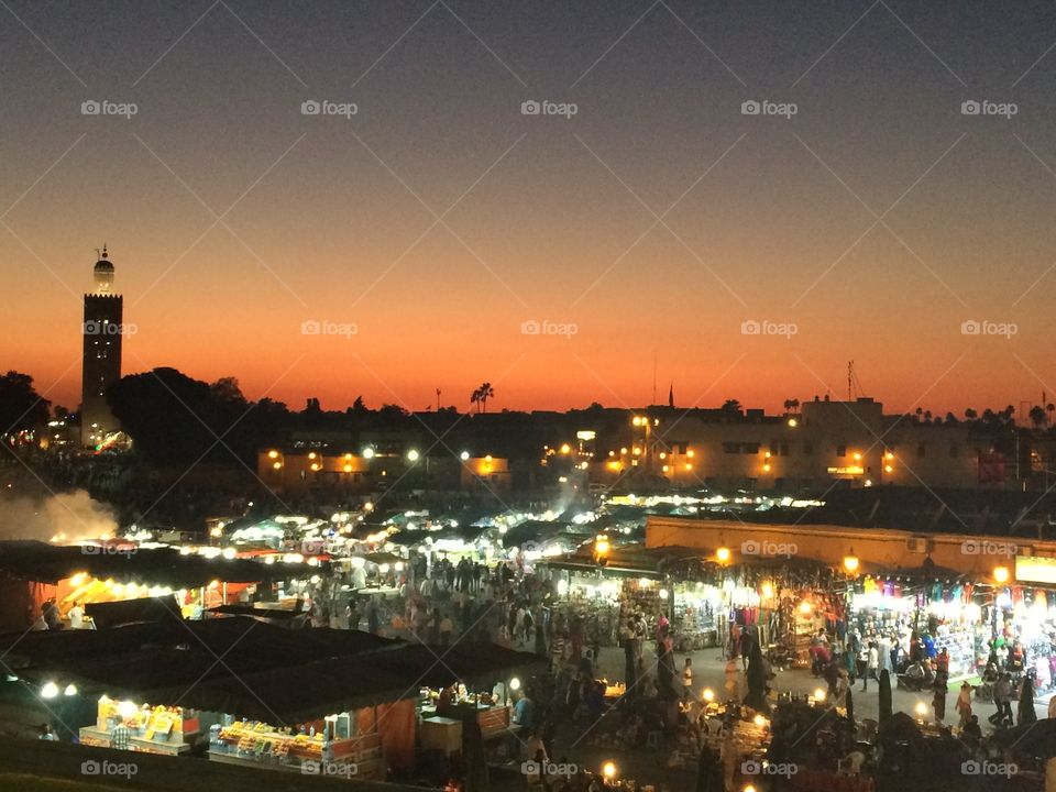 Sunset at the djemaa el fna 