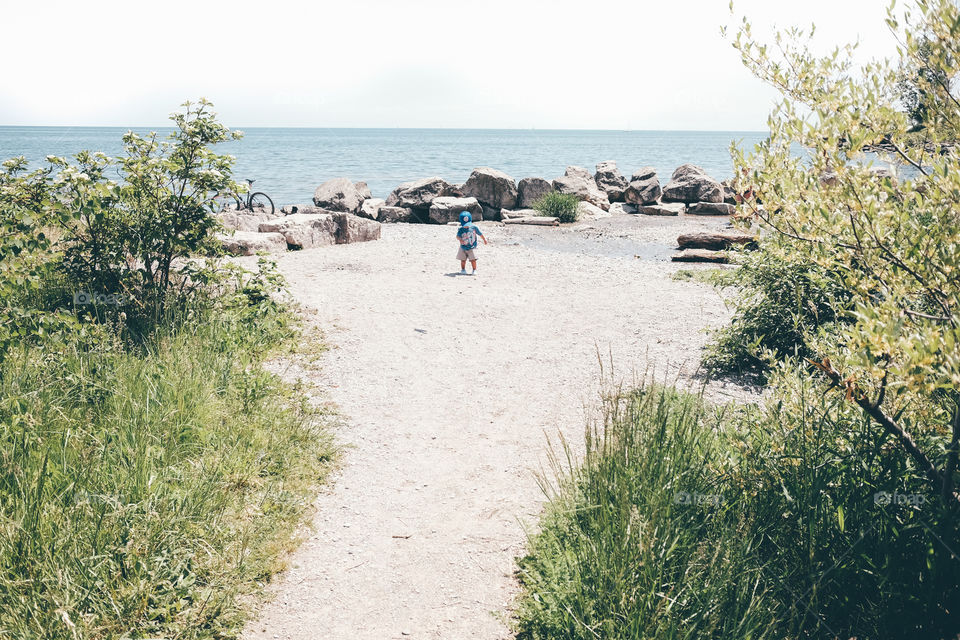 Boy playing carefree at a park