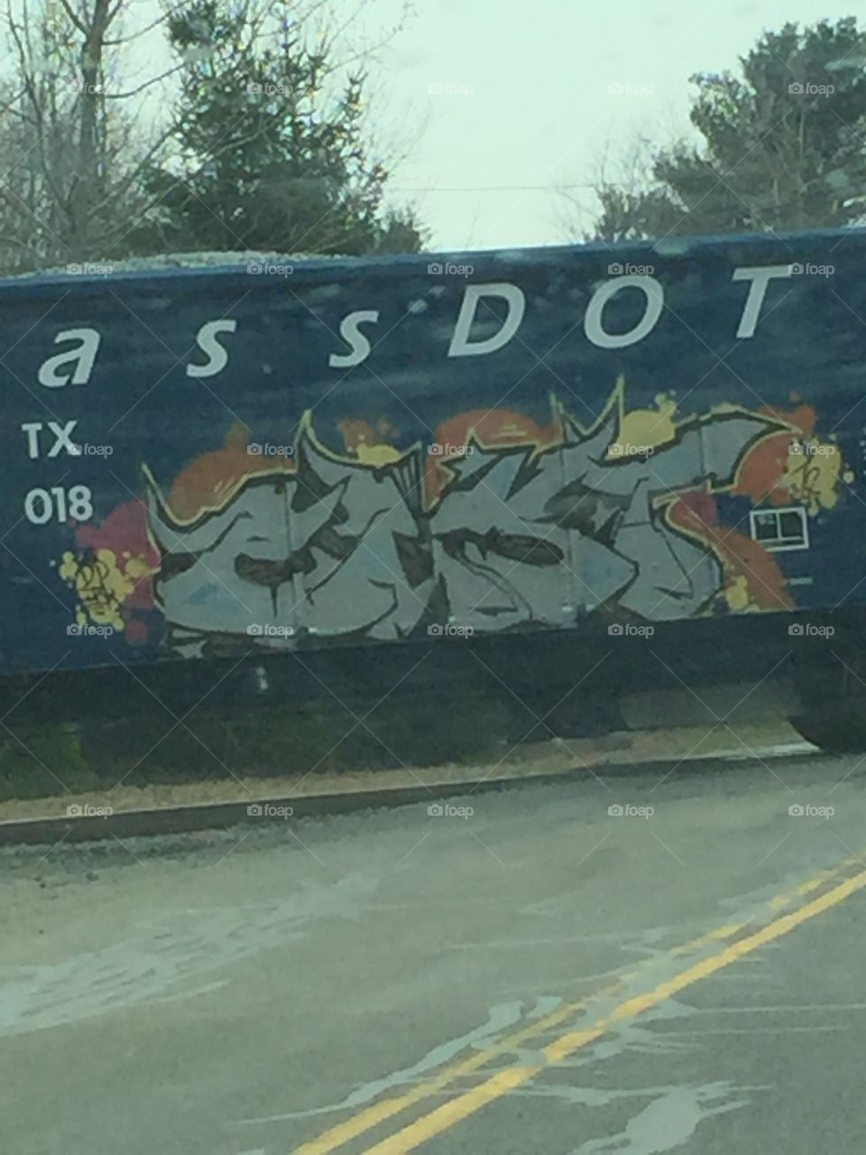 Artwork on a freight train 