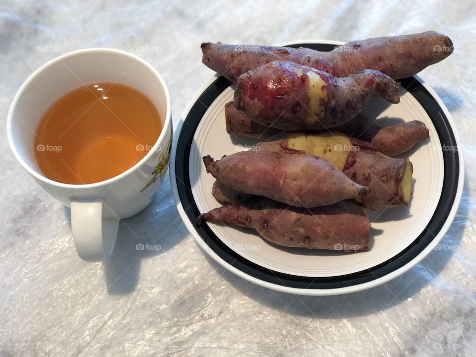 Sweet Potatoes and Green Tea for Evening Snack Time