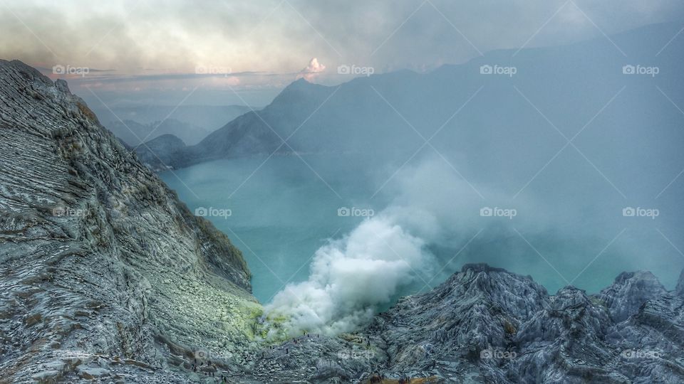 Ijen lake crater at east java