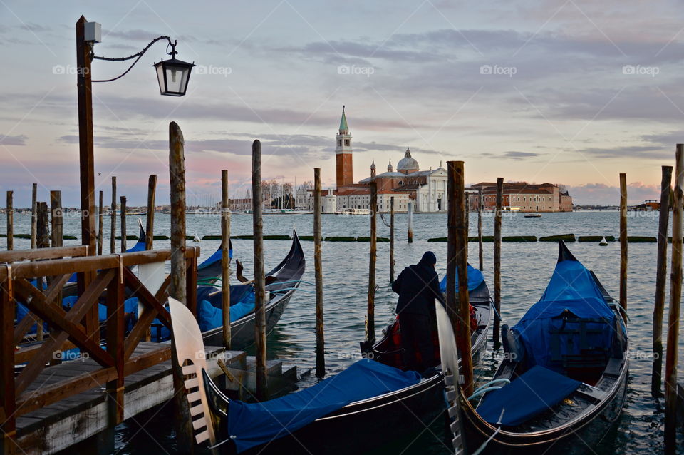 Gondolas in the Venice lagoon