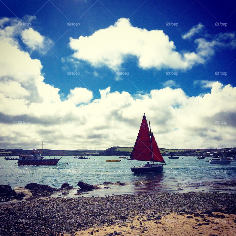 Cornish seaside with boat