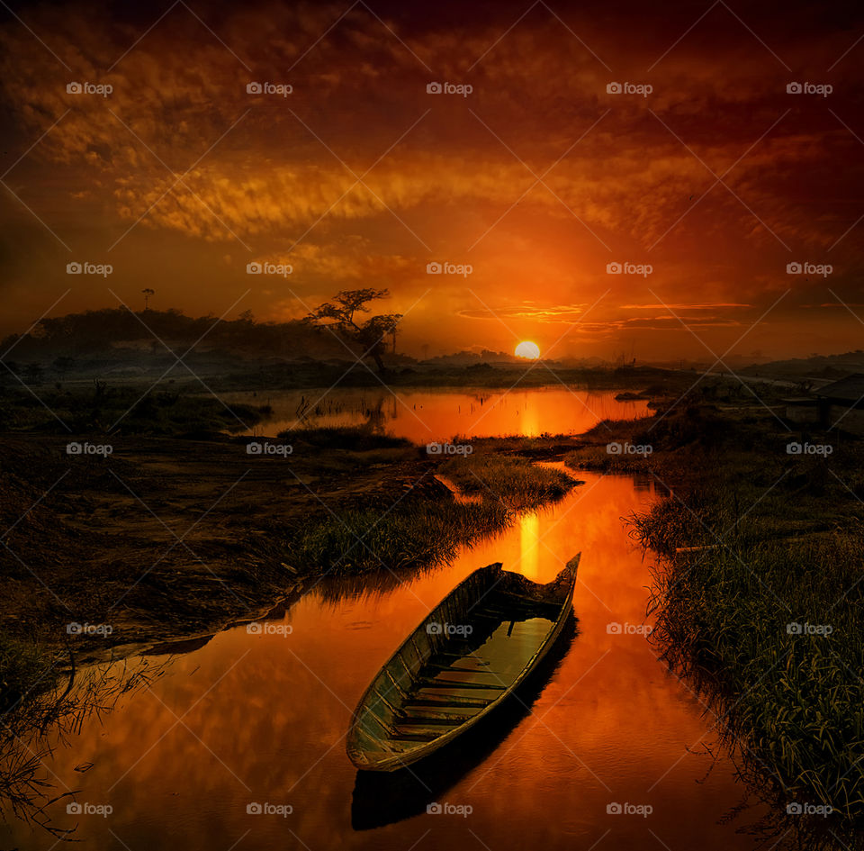 sunset at sambutan river