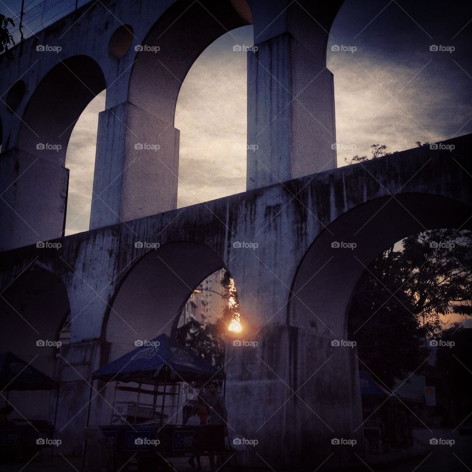 Lapa archs in Rio . The famous Lapa Archs in Rio shines. 