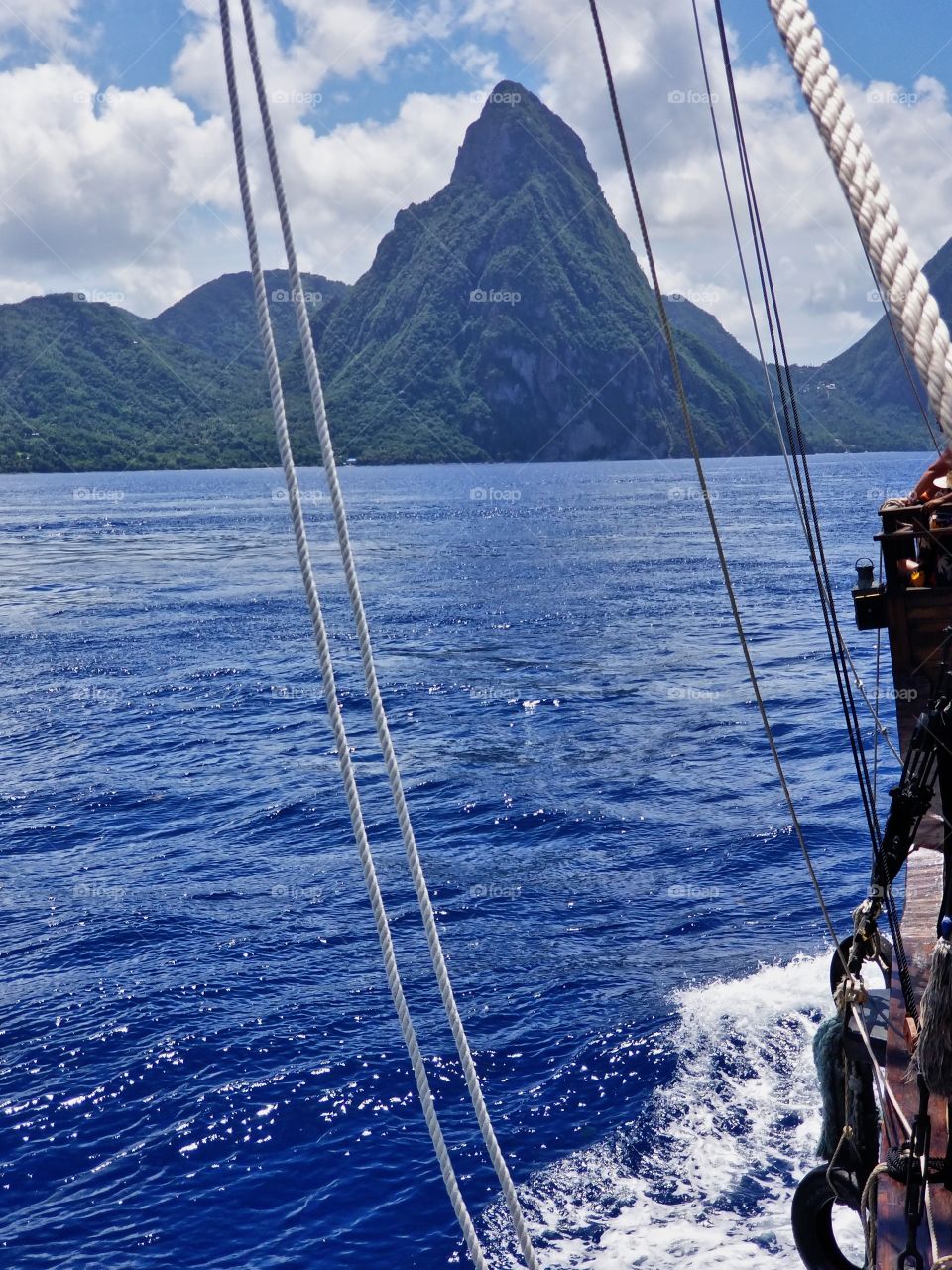 Spanish Galleon heading towards Pitons in St Lucia
