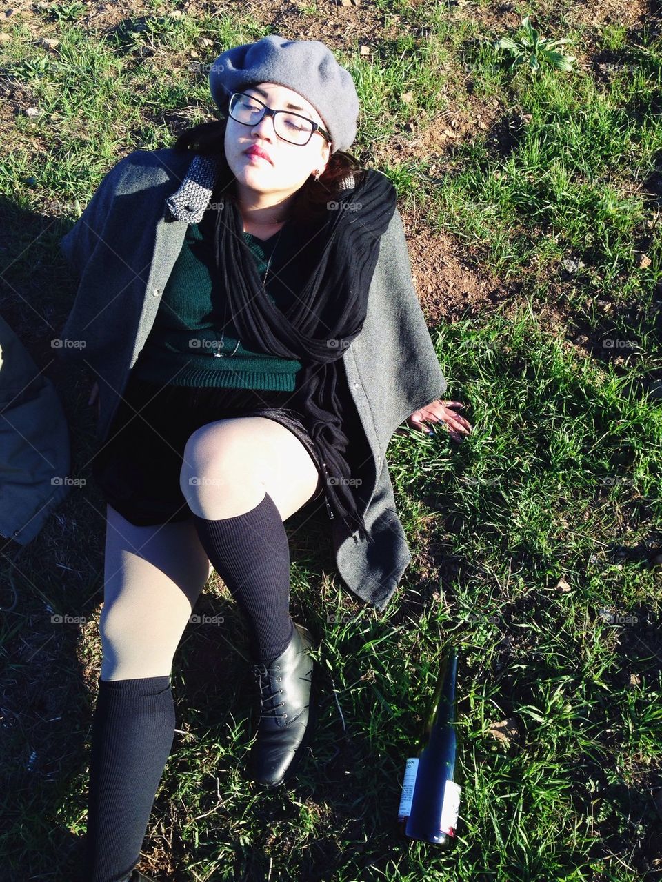 Woman at park relaxing