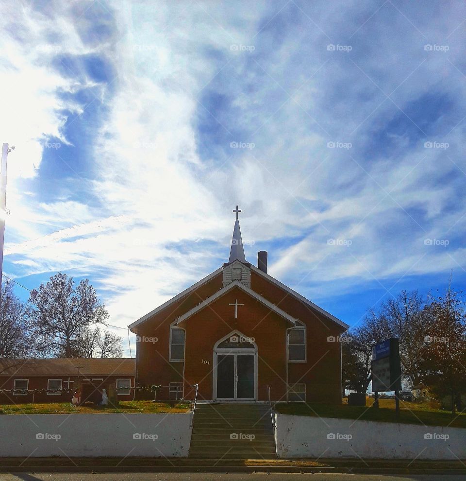 Church Against Blue Sky