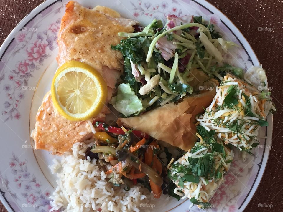 Plate of variety foods 