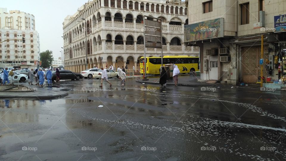 Rain in the city of jarwal, Makkah