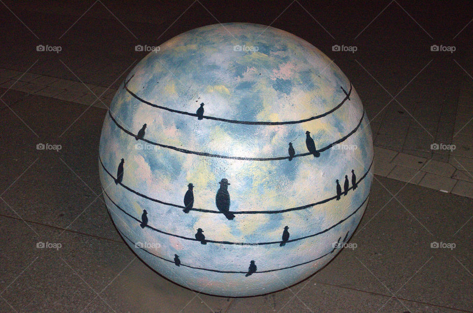 art ball. walking through city