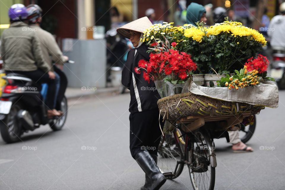 Flower Street Vendor in Hanoi
