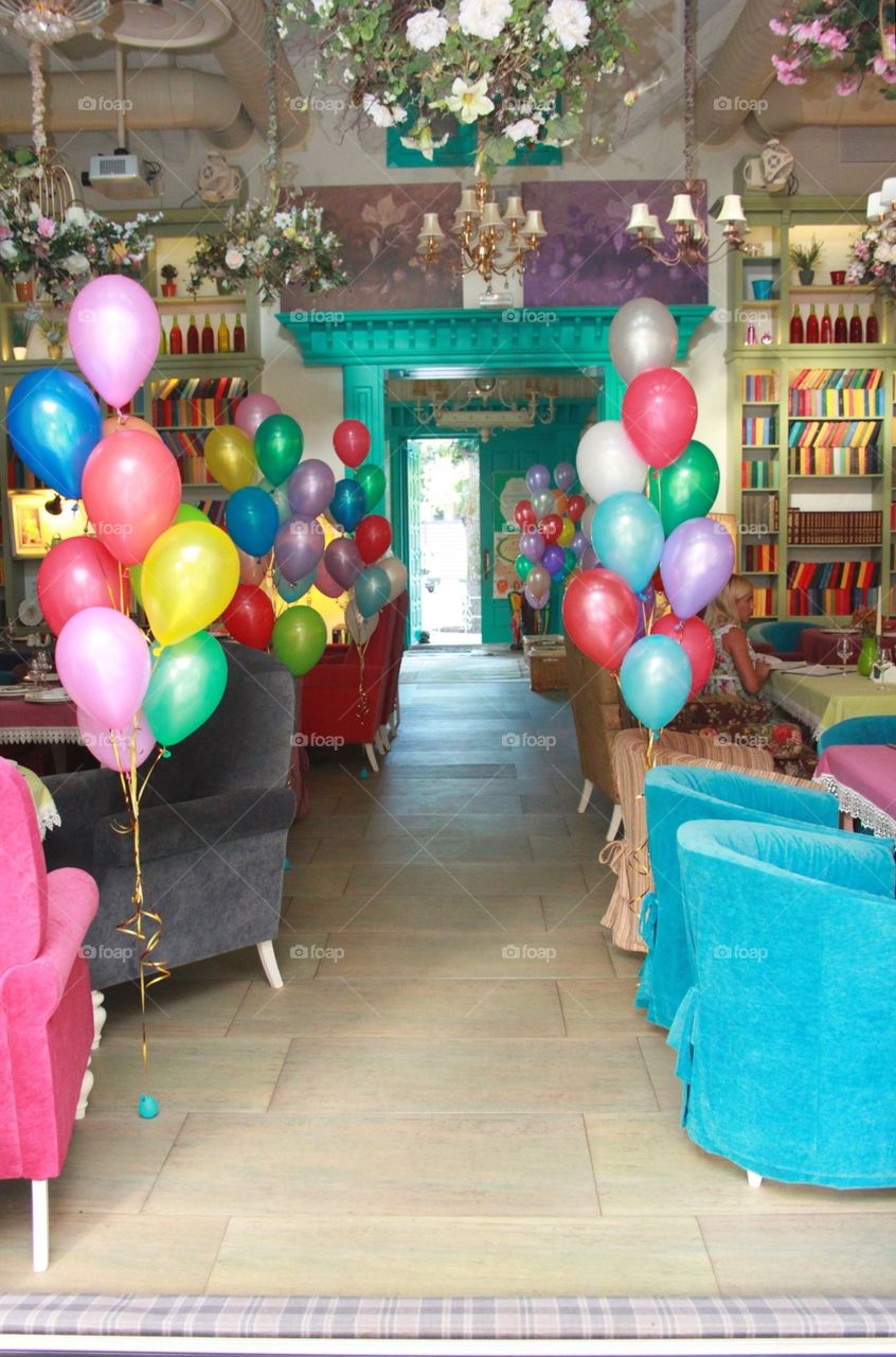 Balloons decoration on celebration. Balloons decoration on celebration in restaurant