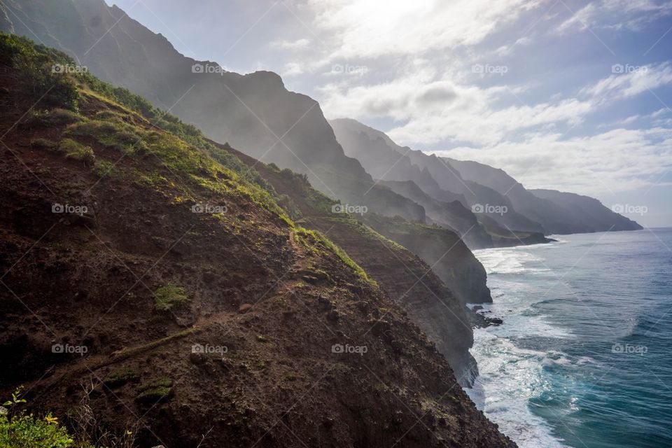 Scenic view of sea against cloudy sky