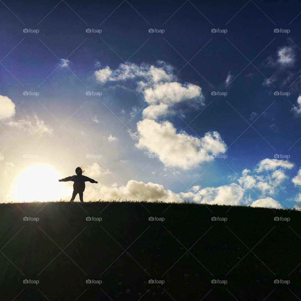 Silhouette in Summer sunset 