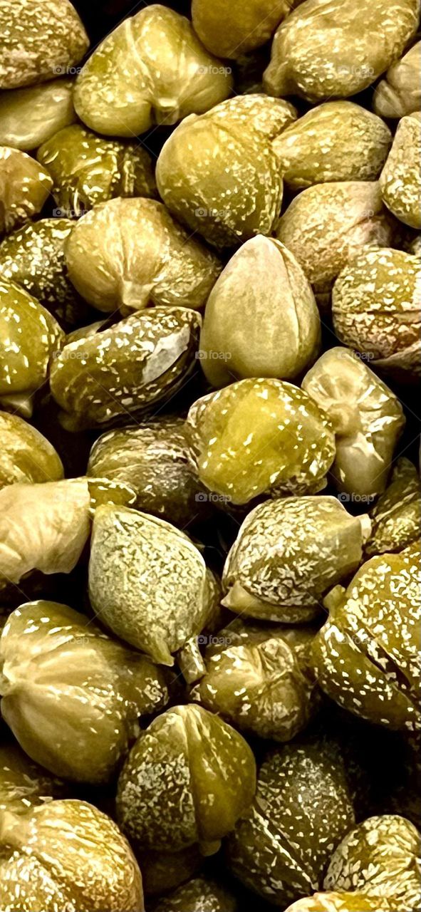 Prickly capers shot close-up. Background