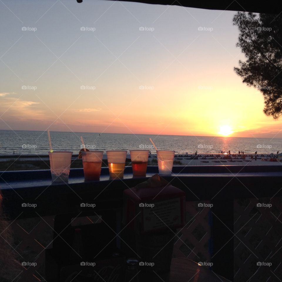 Drinks overlooking sunset in West Coast Florida