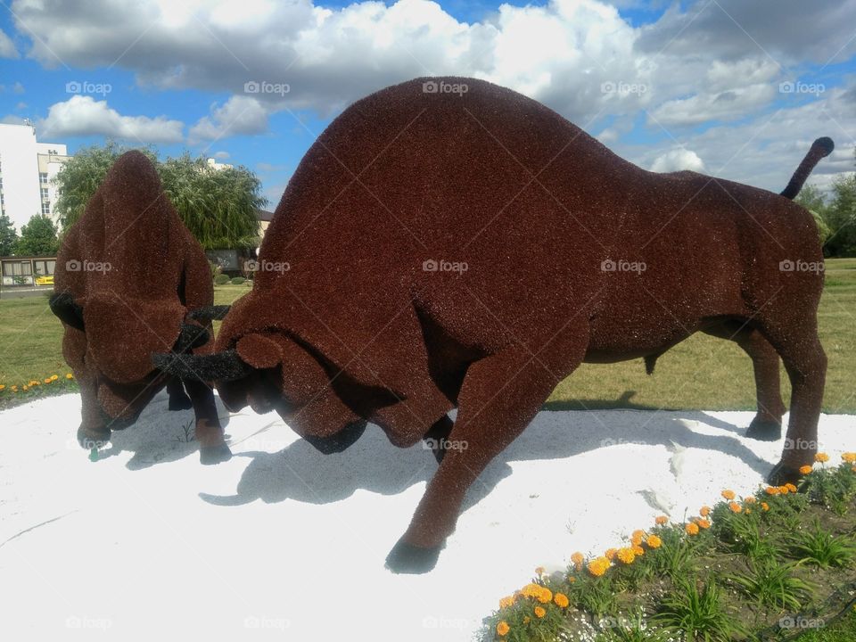 figure animals Olympics street art landscape in the Minsk city Belarus