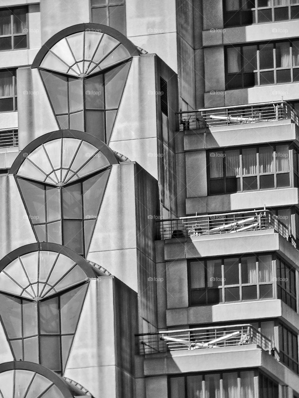 Black And White Architecture. Concrete And Steel Modern Skyscraper
