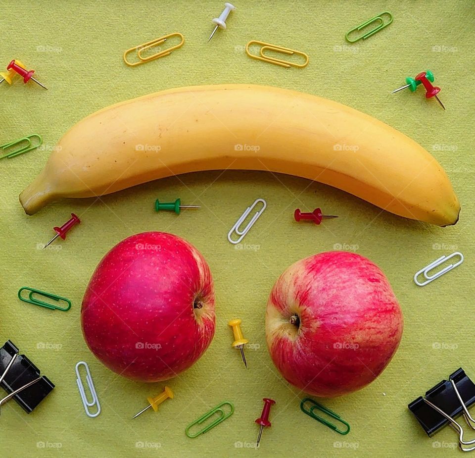 School snack 🍌🍎 Fruits and stationery🍌🍎