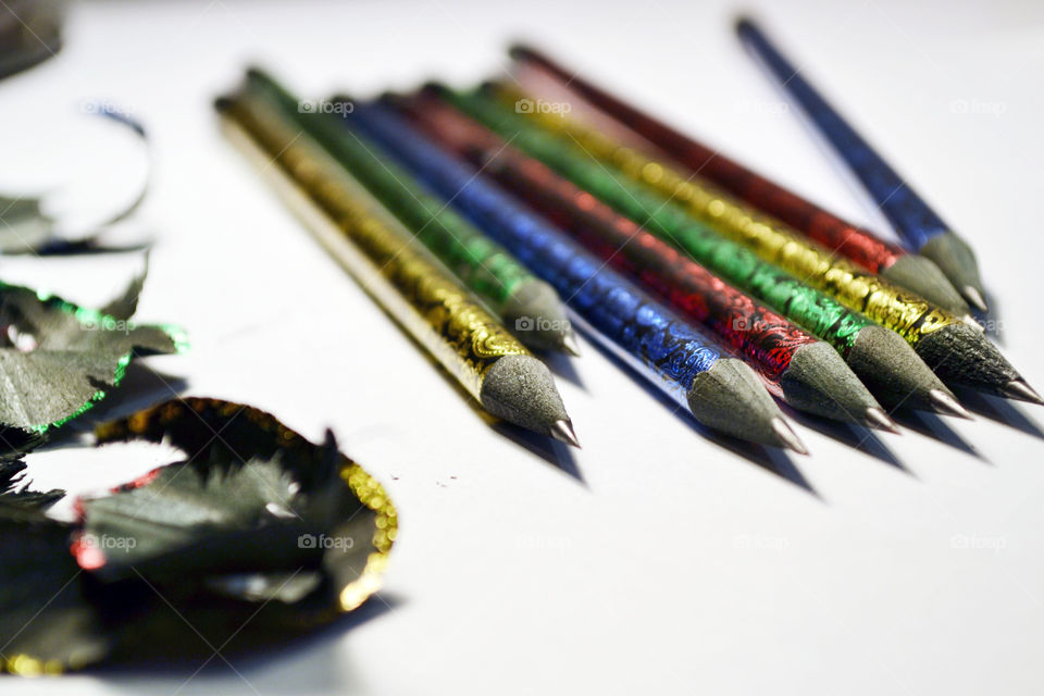 Yellow, red, blue, green pencils