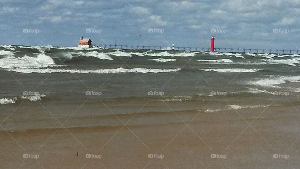 Rough Waters by Grand Haven Pier