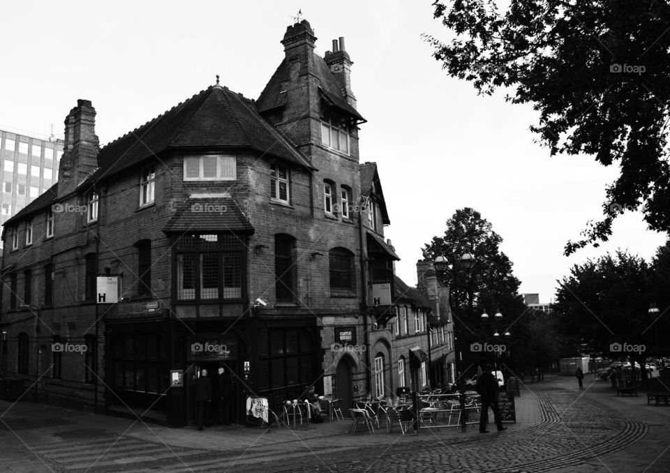 black and white architecture. English architecture